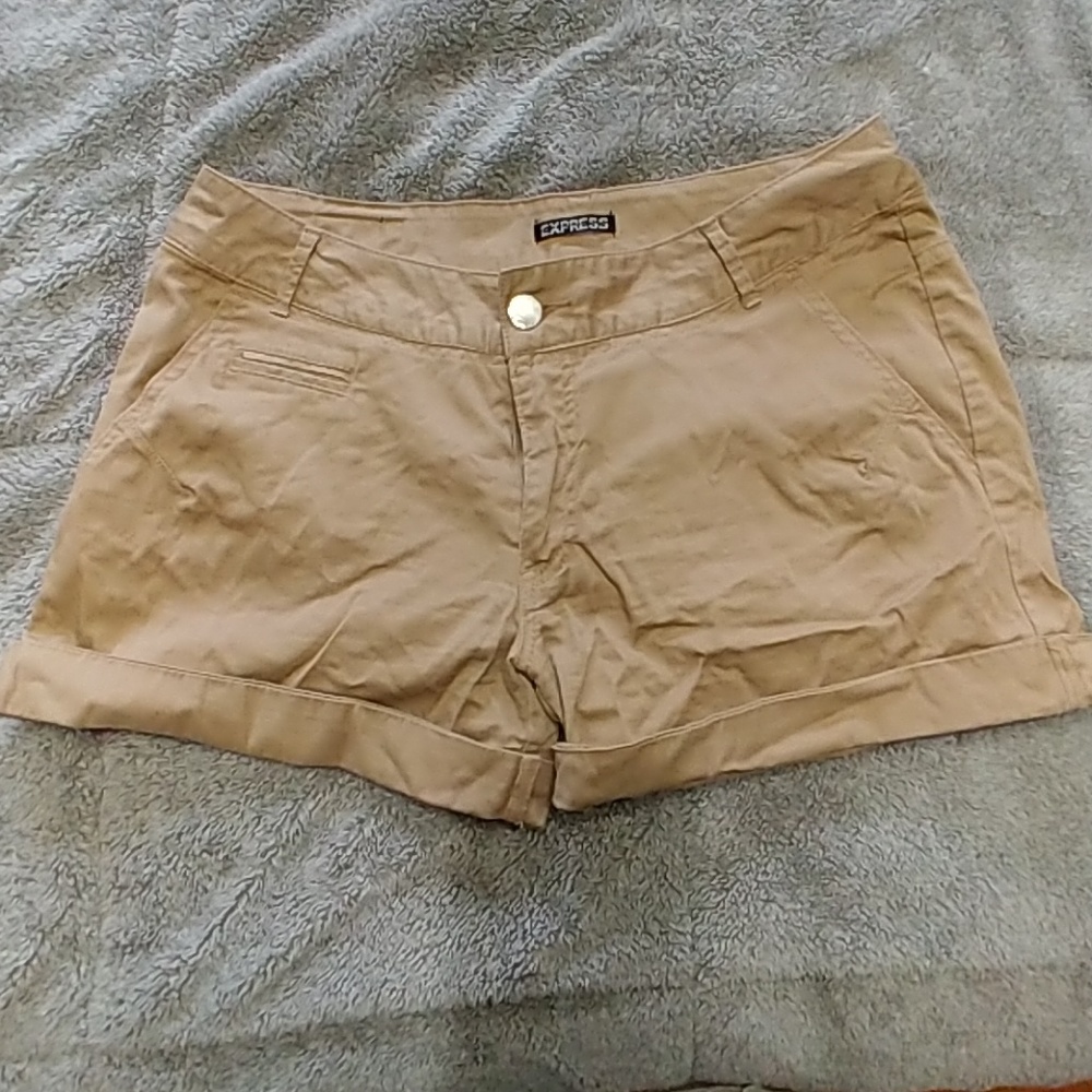 Tan cotton Express shorts